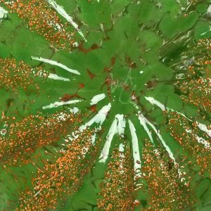 Glass Pumpkin Vibrant Green with Orange Stem